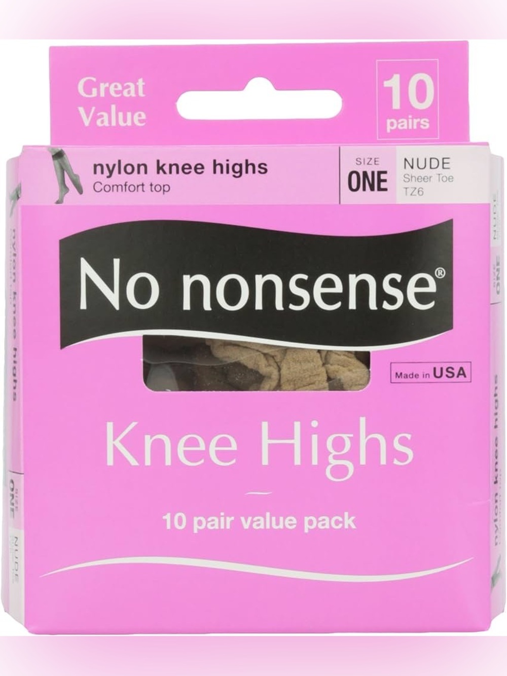 NO NONSENSE Knee High Value Pack, Nude Color, 10 ct NWT